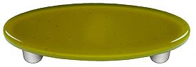 Chartreuse Oval Glass Cabinet Pull - Aluminum Post