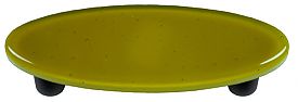 Chartreuse Oval Glass Cabinet Pull - Black Post