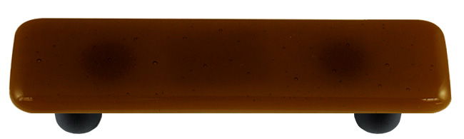 Tan Rectangle Glass Cabinet Pull - Black Post