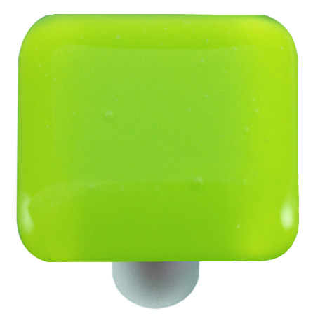 Opal Spring Green Square Glass Cabinet Knob - Aluminum Post