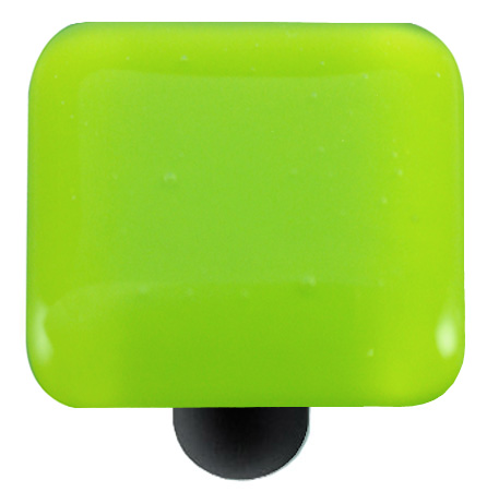 Opal Spring Green Square Glass Cabinet Knob - Black Post