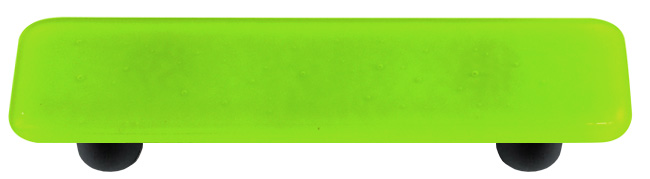 HK1017-PB Spring Green Rectangle Glass Cabinet Pull - Black Post