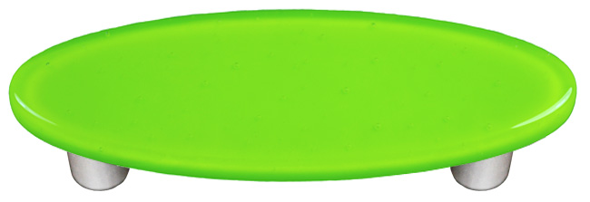 Spring Green Oval Glass Cabinet Pull - Aluminum Post