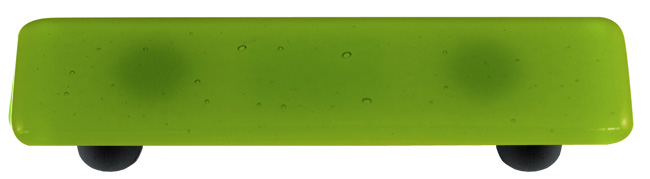 Spring Green Rectangle Glass Cabinet Pull - Black Post