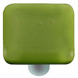 Olive Green Square Glass Cabinet Knob - Aluminum Post