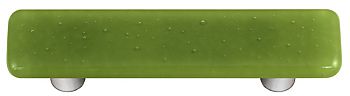Olive Green Rectangle Glass Cabinet Pull - Aluminum Post