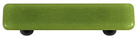 Olive Green Rectangle Glass Cabinet Pull - Black Post