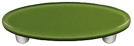 Olive Green Oval Glass Cabinet Pull - Aluminum Post