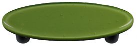 Olive Green Oval Glass Cabinet Pull - Black Post - Handmade Artisan Glass Pull
