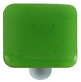 Light Green Square Glass Cabinet Knob - Aluminum Post