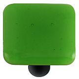 HK1020-KB Light Green Square Glass Cabinet Knob - Black Post