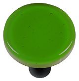 Light Green Round Glass Cabinet Knob - Black Post