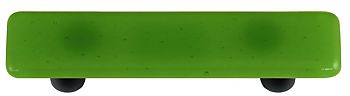 Light Green Rectangle Glass Cabinet Pull - Black Post