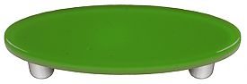 Light Green Oval Glass Cabinet Pull - Aluminum Post