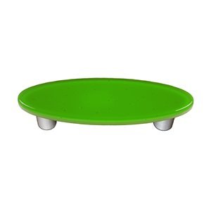 Light Green Oval Glass Cabinet Pull - Black Post