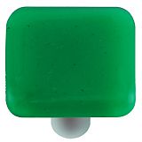 Hot Knobs HK1021-KA Emerald Green Square Glass Cabinet Knob - Aluminum Post