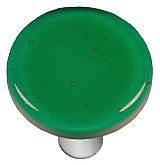 Hot Knobs HK1021-KRA Emerald Green Round Glass Cabinet Knob - Aluminum Post