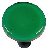 Hot Knobs HK1021-KRB Emerald Green Round Glass Cabinet Knob - Black Post