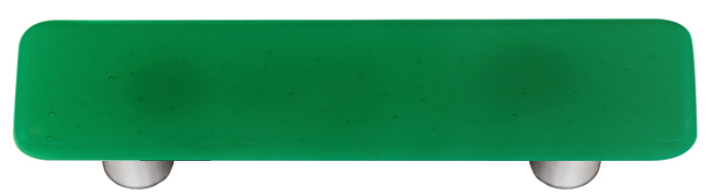 Hot Knobs HK1021-PA Emerald Green Rectangle Glass Cabinet Pull - Aluminum Post