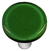 Hot Knobs HK1022-KRA Dark Forest Green Round Glass Cabinet Knob - Aluminum Post