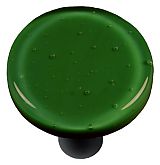 Hot Knobs HK1022-KRB Dark Forest Green Round Glass Cabinet Knob - Black Post