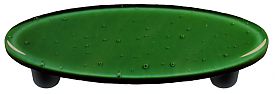 Dark Forest Green Oval Glass Cabinet Pull - Black Post