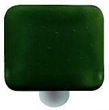 Kelly Green Square Glass Cabinet Knob - Aluminum Post