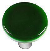 Kelly Green Round Glass Cabinet Knob - Aluminum Post