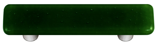 Kelly Green Rectangle Glass Cabinet Pull - Aluminum Post