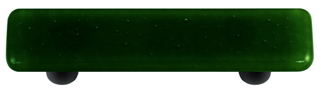 Kelly Green Rectangle Glass Cabinet Pull - Black Post