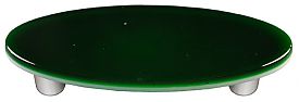 Kelly Green Oval Glass Cabinet Pull - Aluminum Post