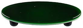 Glass Cabinet Pull - Kelly Green Oval - Black Post