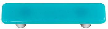 Turquoise Blue Rectangle Glass Cabinet Pull - Aluminum Post