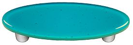 Turquoise Blue Oval Glass Cabinet Pull - Aluminum Post