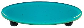 Turquoise Blue Oval Glass Cabinet Pull - Black Post