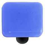 Light Sky Blue Square Glass Cabinet Knob - Black Post
