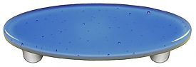 Light Sky Blue Oval Glass Cabinet Pull - Aluminum Post