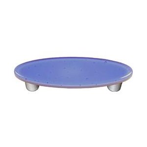 HK1028-POB Light Sky Blue Oval Glass Cabinet Pull - Black Post