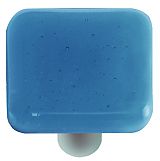 Egyptian Blue Square Glass Cabinet Knob - Aluminum Post
