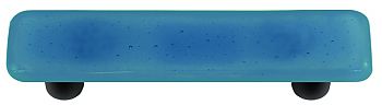 HK1029-PB Egyptian Blue Rectangle Glass Cabinet Pull - Black Post