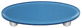 Egyptian Blue Oval Glass Cabinet Pull - Aluminum Post