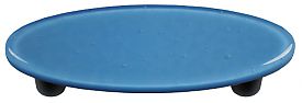 HK1029-POB Egyptian Blue Oval Glass Cabinet Pull - Black Post
