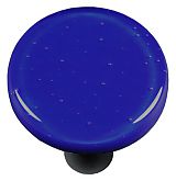 Deep Cobalt Blue Round Glass Cabinet Knob - Black Post