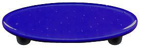 Glass Cabinet Pull - Deep Cobalt Blue Oval - Black Post