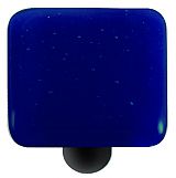 Deep Royal Blue Square Glass Cabinet Knob - Black Post