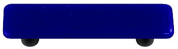 HK1031-PB Deep Royal Blue Rectangle Glass Cabinet Pull - Black Post