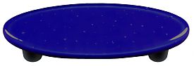 Deep Royal Blue Oval Glass Cabinet Pull - Black Post
