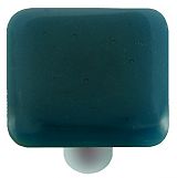Steel Blue Square Glass Cabinet Knob - Aluminum Post