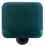 HK1032-KB Steel Blue Square Glass Cabinet Knob - Black Post