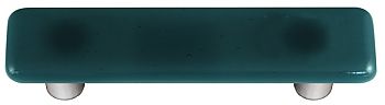 Steel Blue Rectangle Glass Cabinet Pull - Aluminum Post